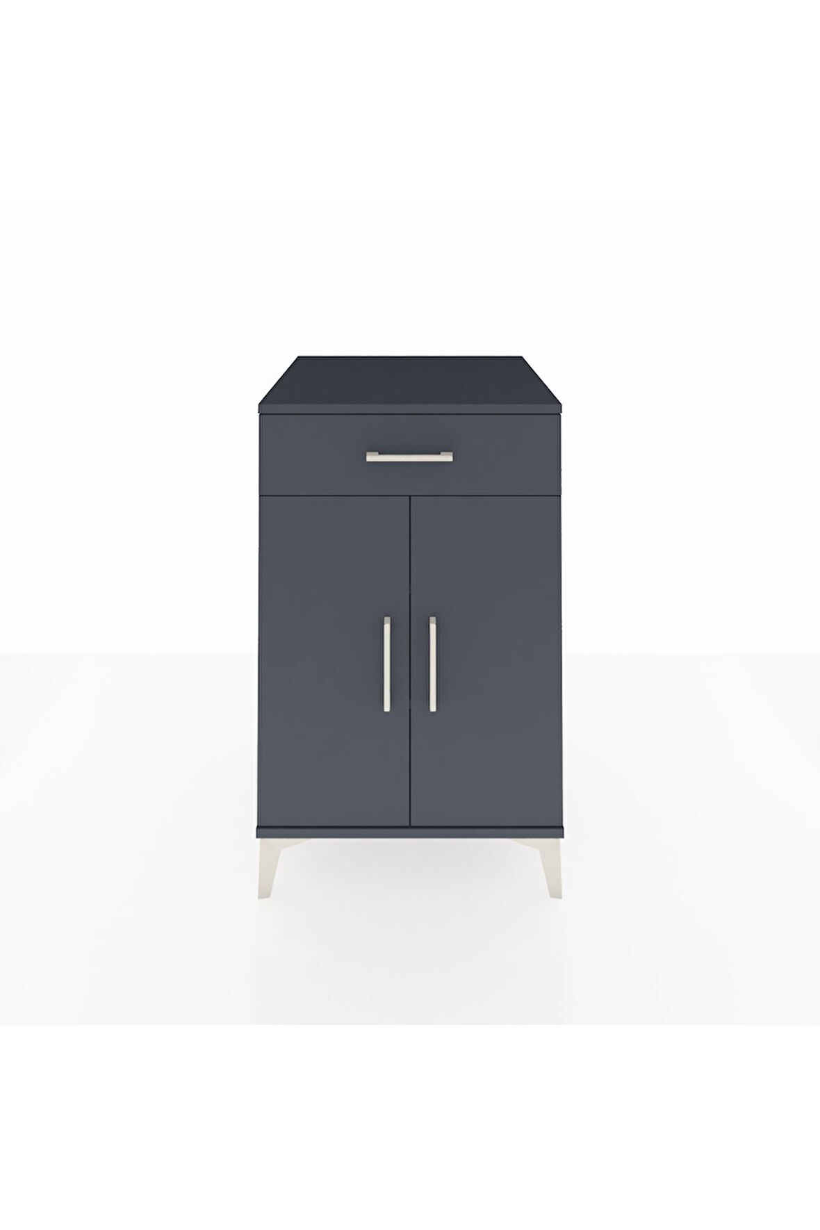 Kronos Komodin 2 Raflı Tek Çekmeceli 2 Kapaklı 60x59x96 Antrasit-Antrasit