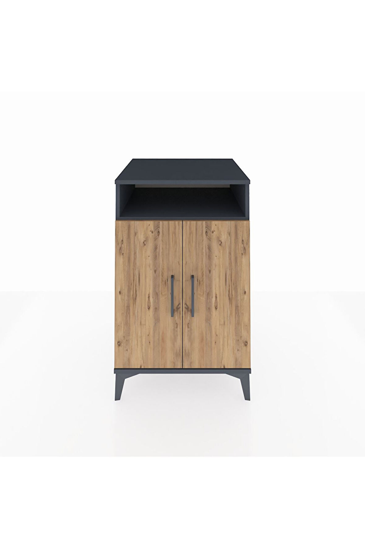 Kronos Komodin 3 Raflı 2 Kapaklı 60x59x96 Antrasit-Çam