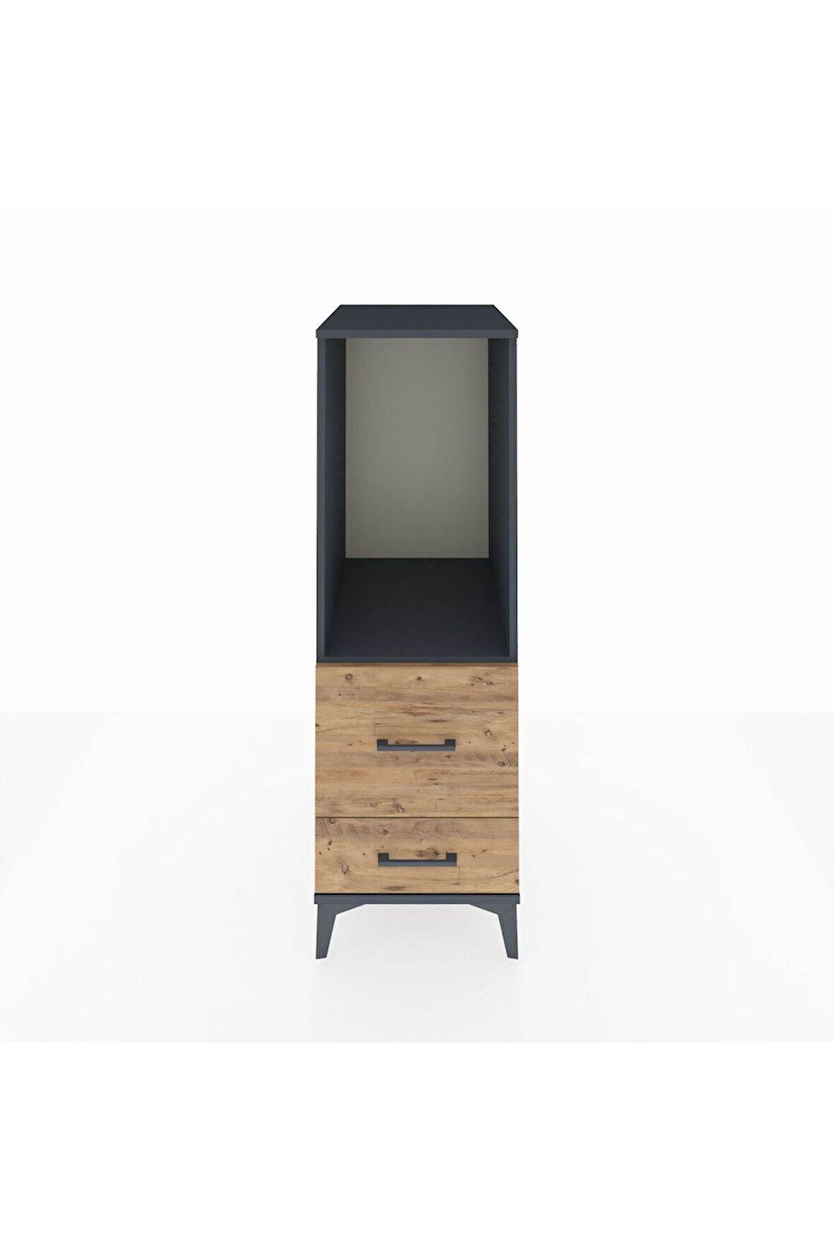Kronos Dolap Tek Raflı 2 Çekmeceli 44x59x134 Antrasit-Çam