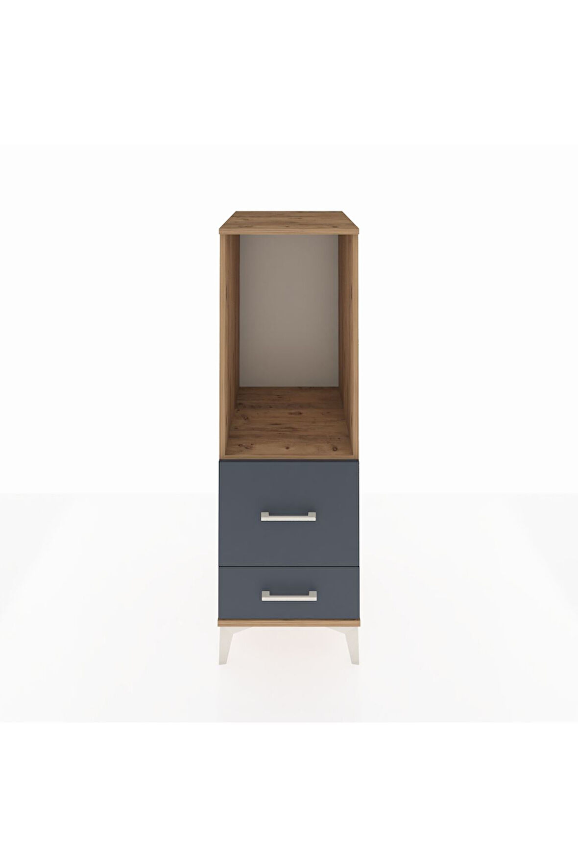 Kronos Dolap Tek Raflı 2 Çekmeceli 44x59x134 Çam-Antrasit