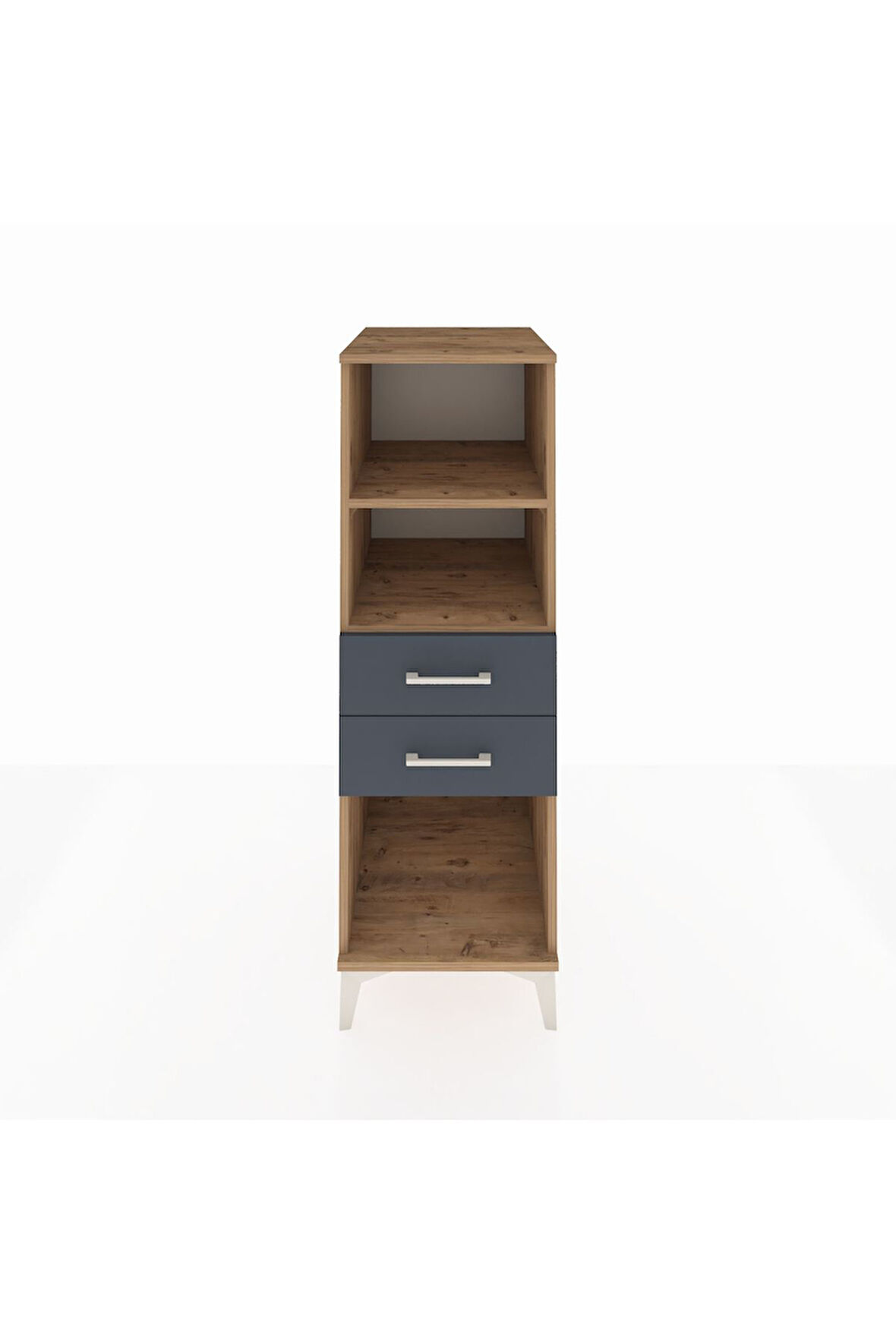 Kronos Dolap 2 Raflı 2 Çekmeceli 44x59x134 Çam-Antrasit