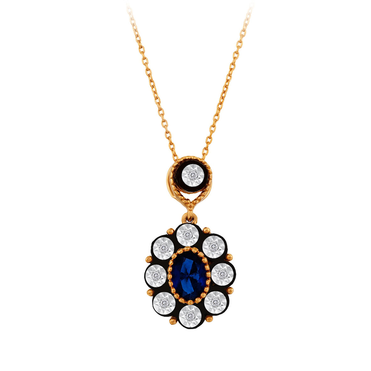 0.05 Karat Safir Renkli Elmas Kolye