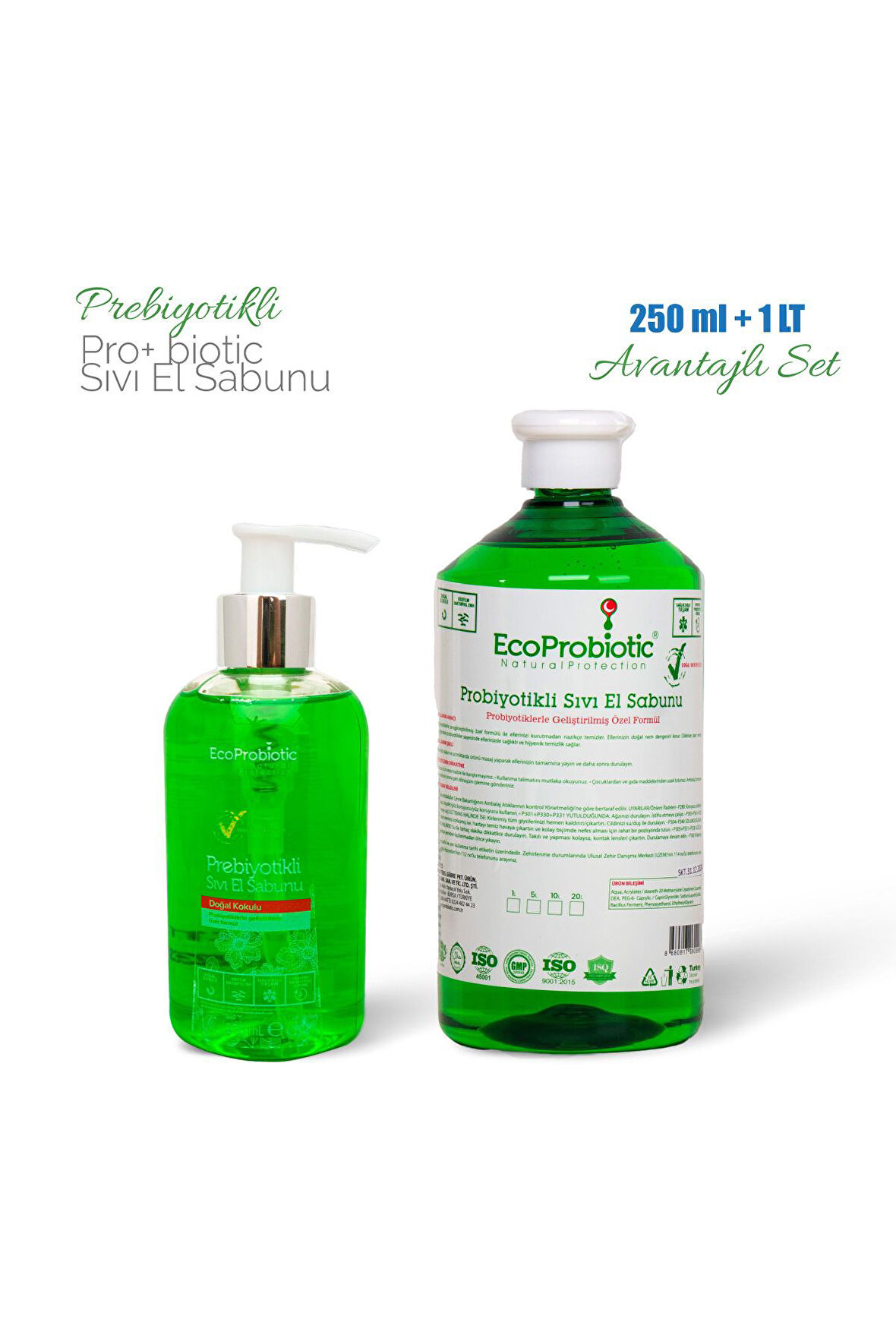 Prebiyotikli Sıvı El Sabunu 250 ml 1 Lt Set