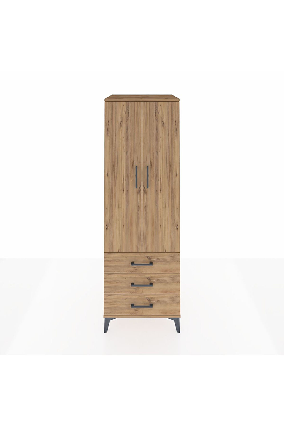 Kronos Dolap 2 Raflı 3 Çekmeceli 2 Kapaklı 60x59x182 Çam-Çam