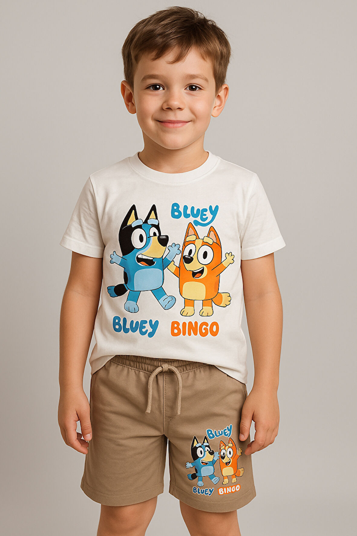 Karakter Detaylı Tshirt ve Şortlu Alt Üst Erkek Çocuk Takım