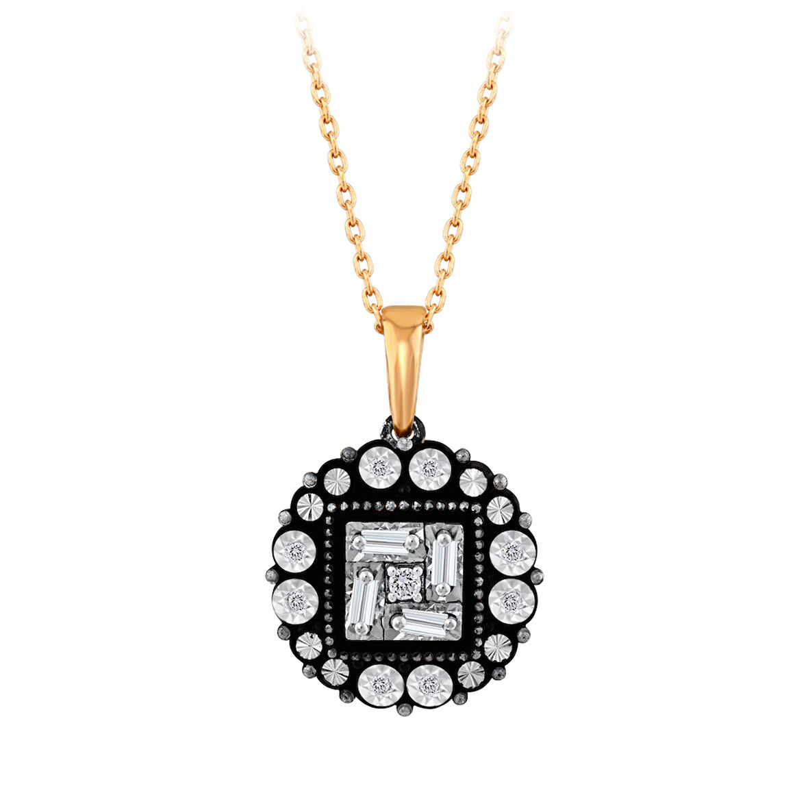 0.14 Karat Baget Taşlı Elmas Kolye