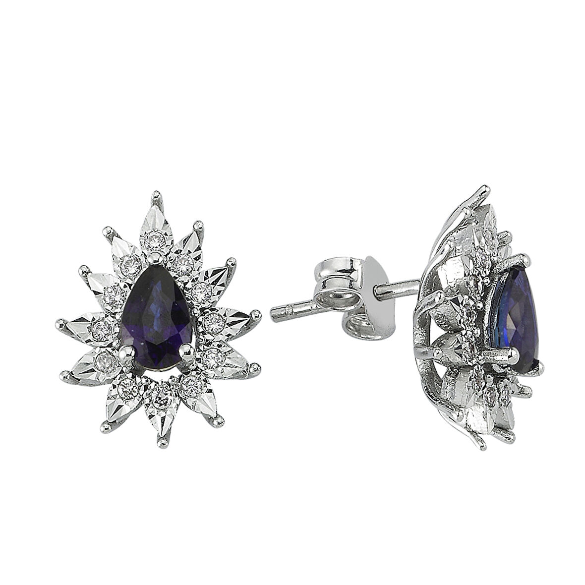 0.14 Karat Safir Taşlı Pırlanta Fantezi Küpe