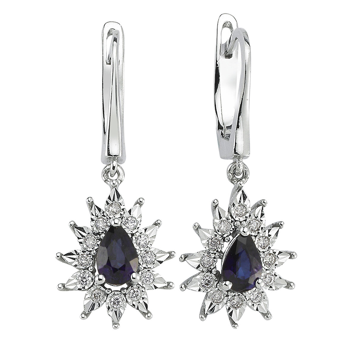 0.10 Karat Safir Taşlı Pırlanta Fantezi Küpe
