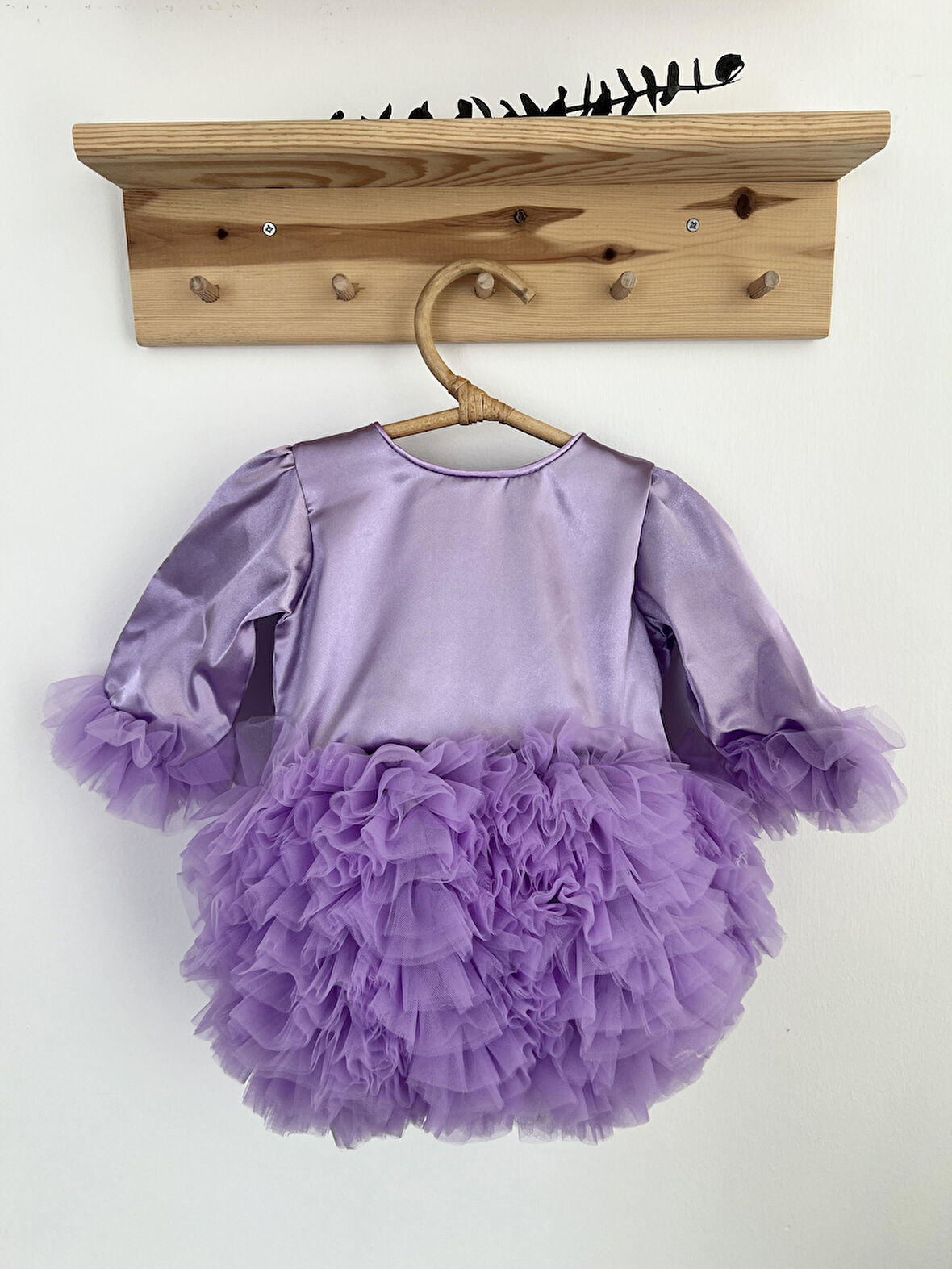 Kız Bebek Çocuk Elbise Uzun Kollu Tüllü Tütü Özel Gün Parti Doğum Günü Prenses Saten Abiye Elbise