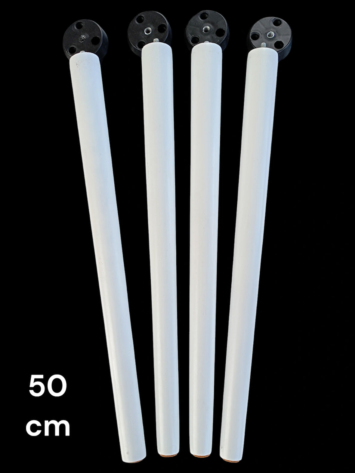 4 Adet Beyaz Boyalı Ahşap Konik 50 cm Zigon,orta Sehpa,puf,komidin Ayağı