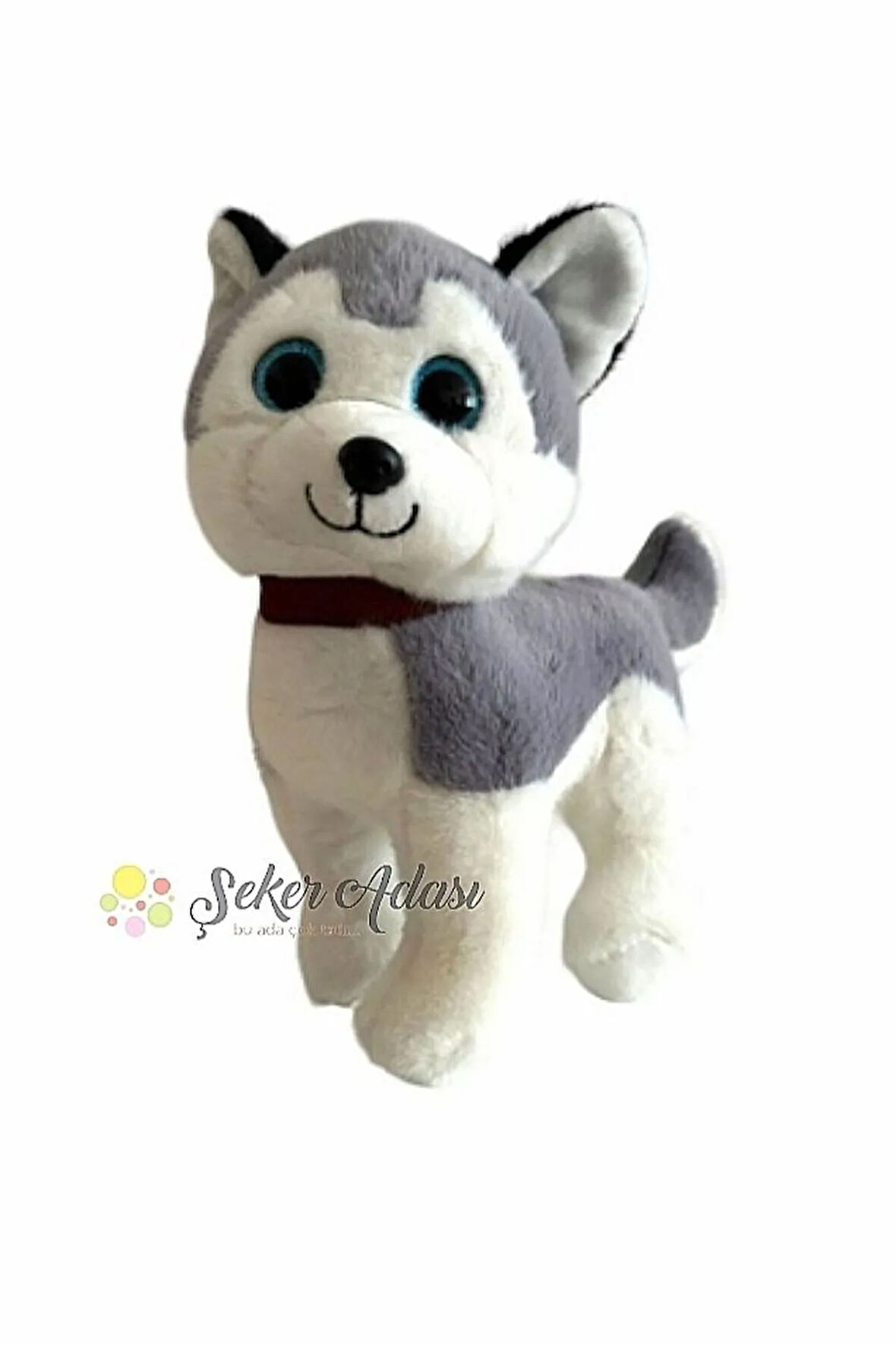 Sevimli Ayakta Duran Havlayan Peluş Sibirya Kurt Köpek 20 Cm Sesli Husky Köpek