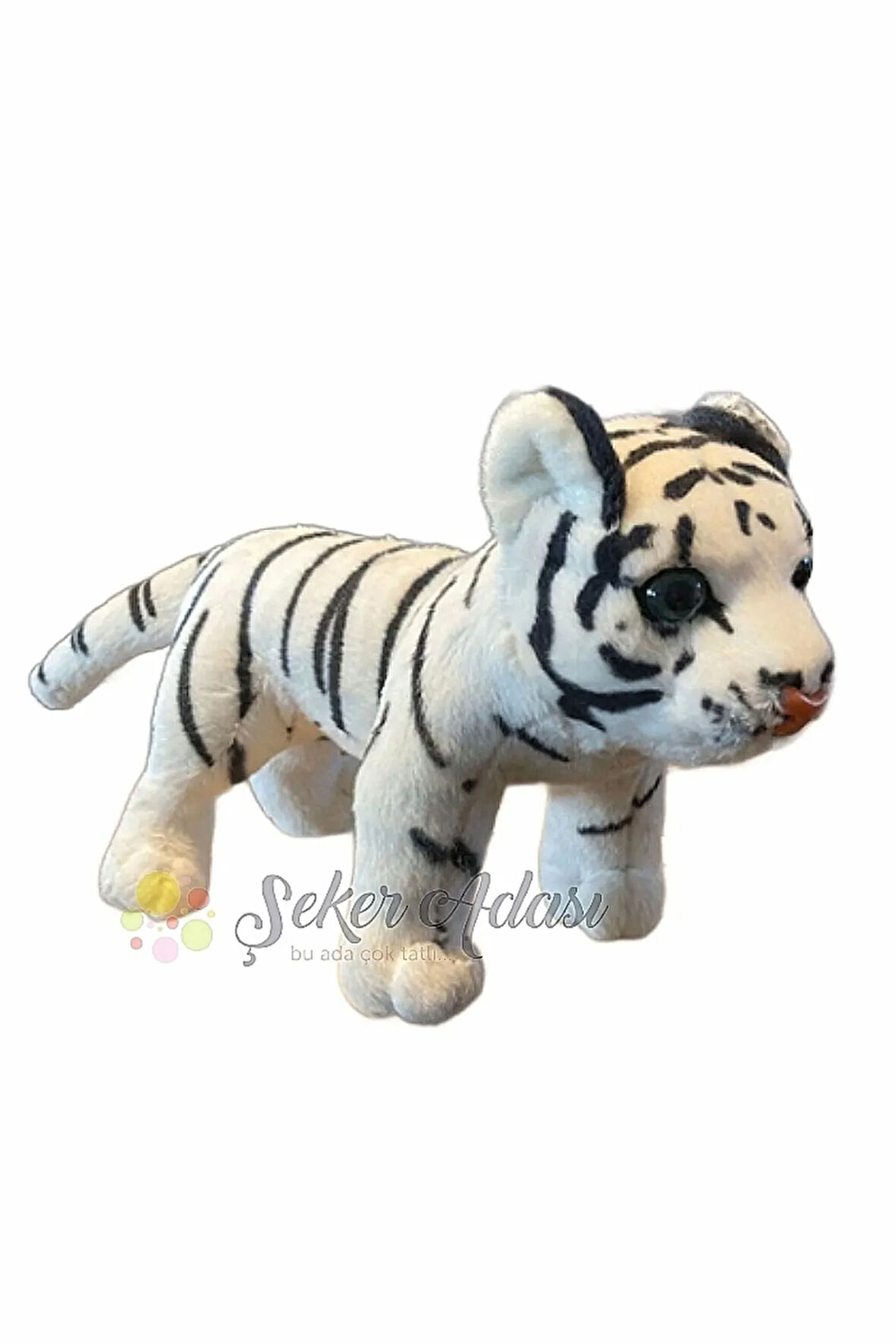 Peluş Yavru Beyaz Kaplan 35 cm Oyuncak Uyku ve Oyun Arkadaşı Aslan Leopar