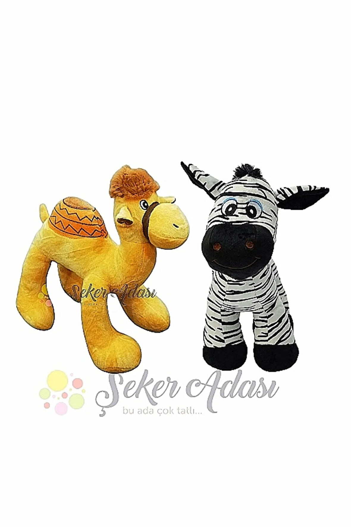 Peluş Zebra ve Peluş Deve 2 li Oyuncak Oyun ve Uyku Arkadaşı