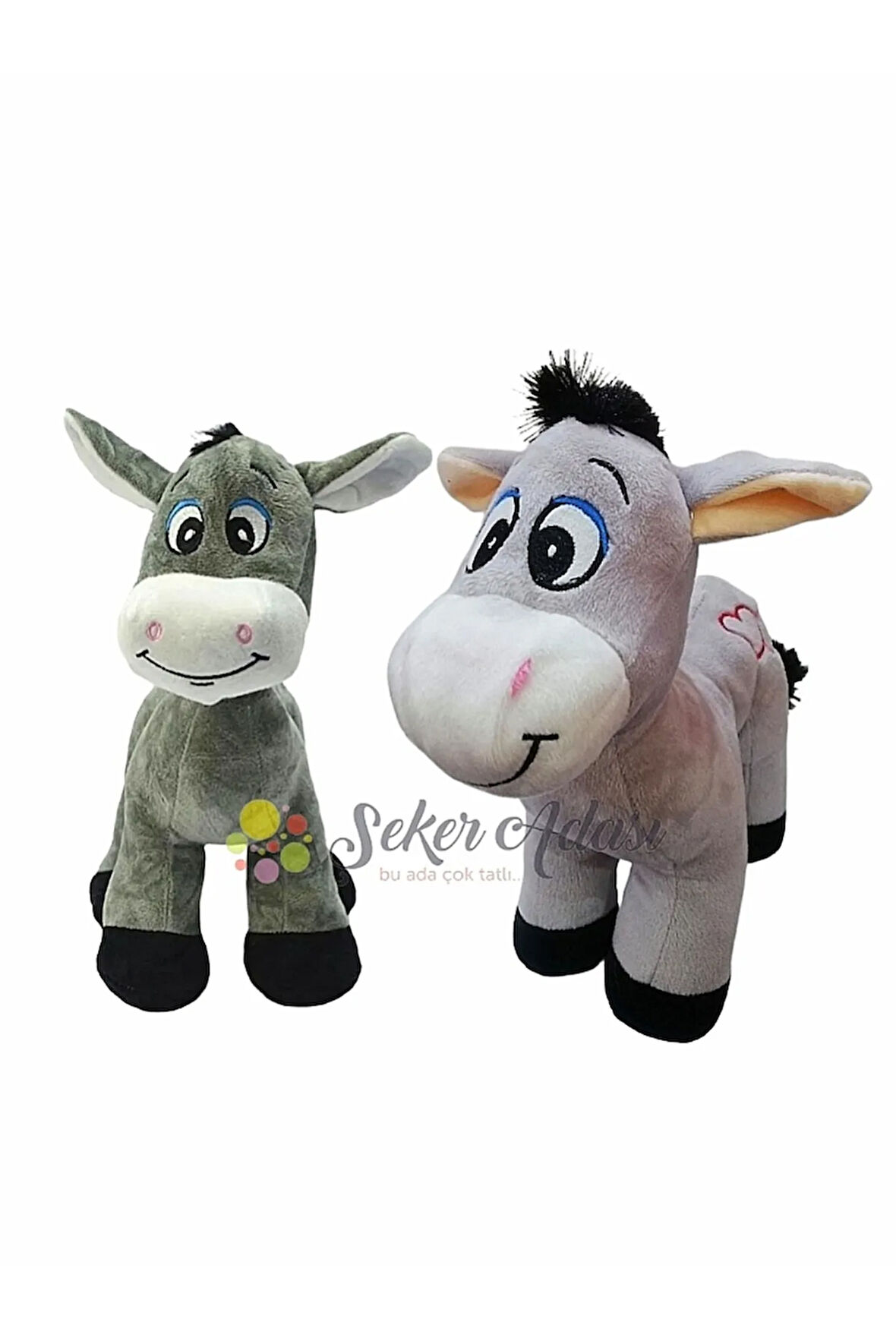 Oyuncak Yavrulu Ikili 28 Cm Sevimli Peluş Eşek - Uyku Ve Oyun Arkadaşı Hediyelik