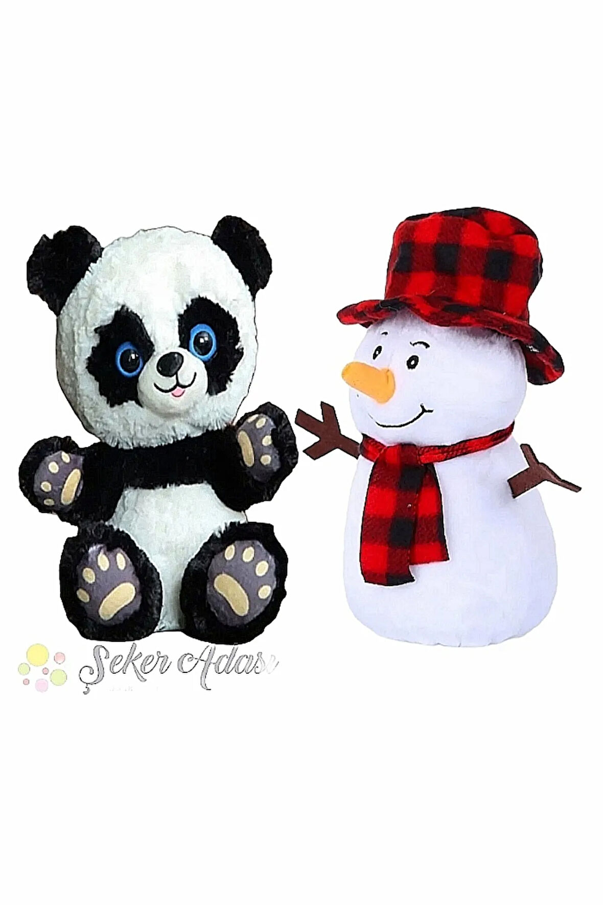 Kaliteli Peluş Panda Ayı Ve Peluş Kardan Adam Oyuncak - Uyku & Oyun Arkadaşı