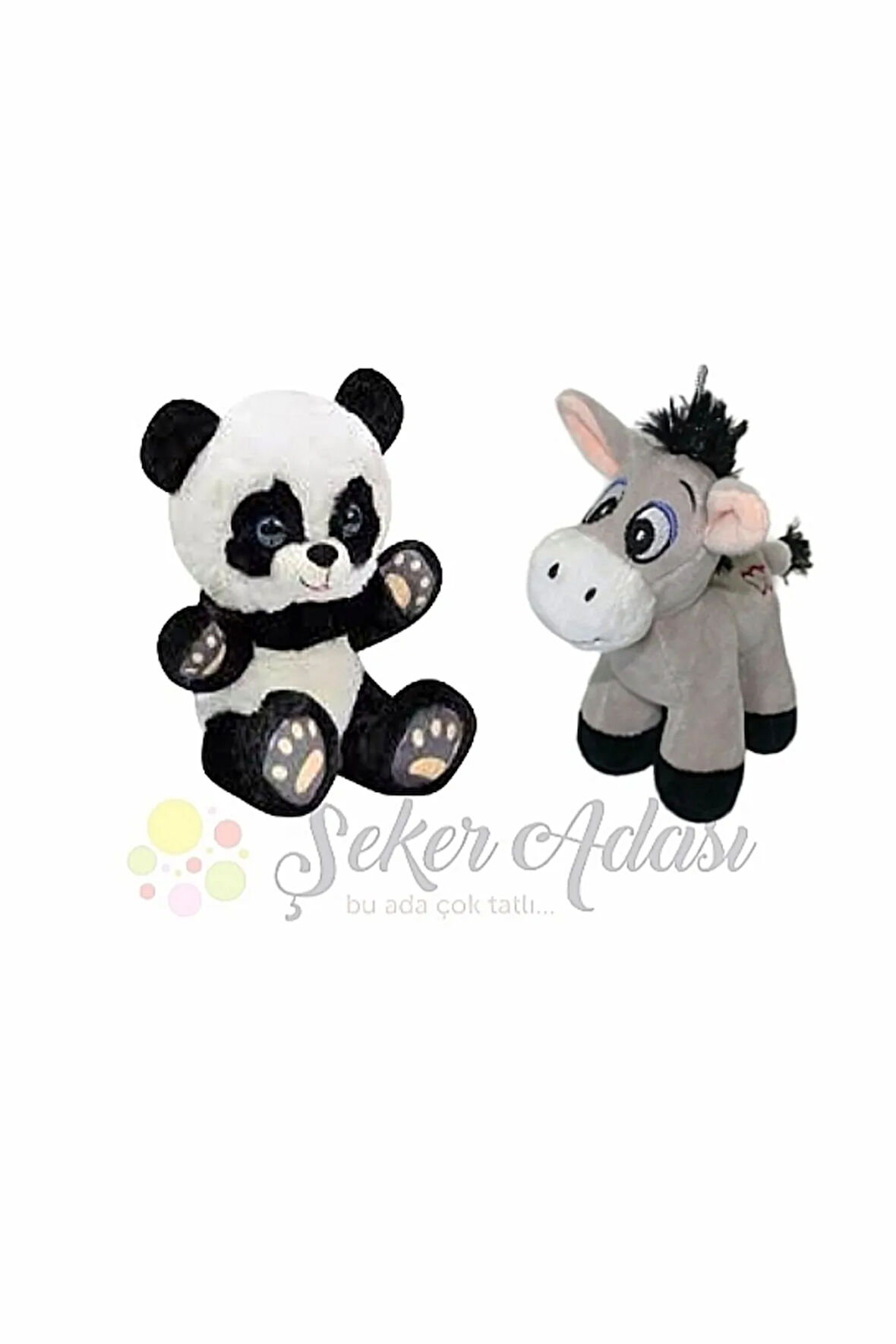 Küçük Boy Peluş Panda-eşek 15 Cm Ikili Peluş Oyuncak