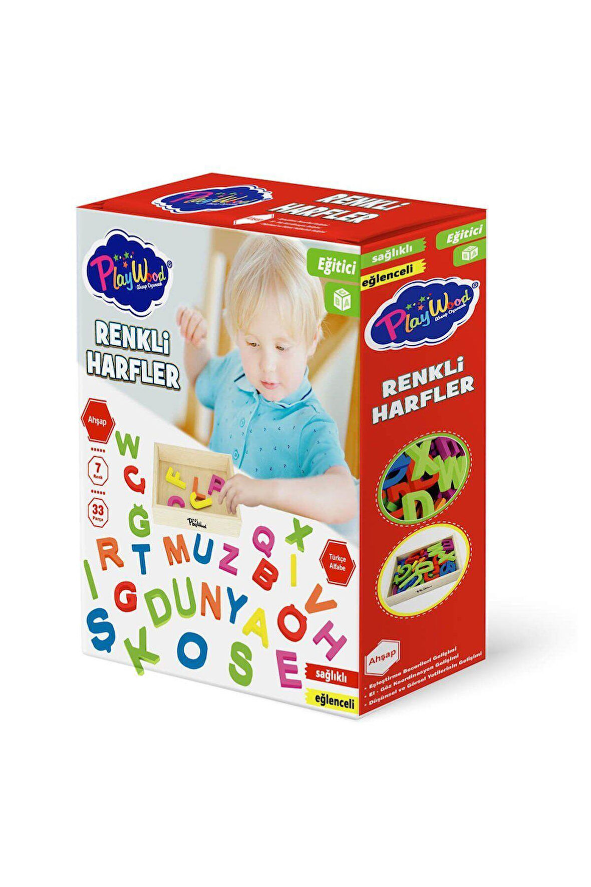 Seçtim Aldım Ahşap 7 Renk 33 Parça Renkli Harfler Eğitici Oyuncak Seti Ony-402