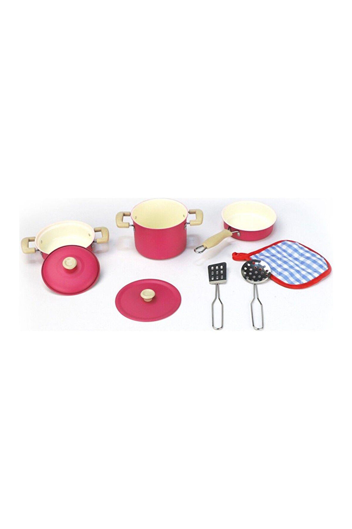 Seçtim Aldım Kitchen 1818-6a Pembe Emaye Tencere Tava Mutfak Seti 8 Parça 3