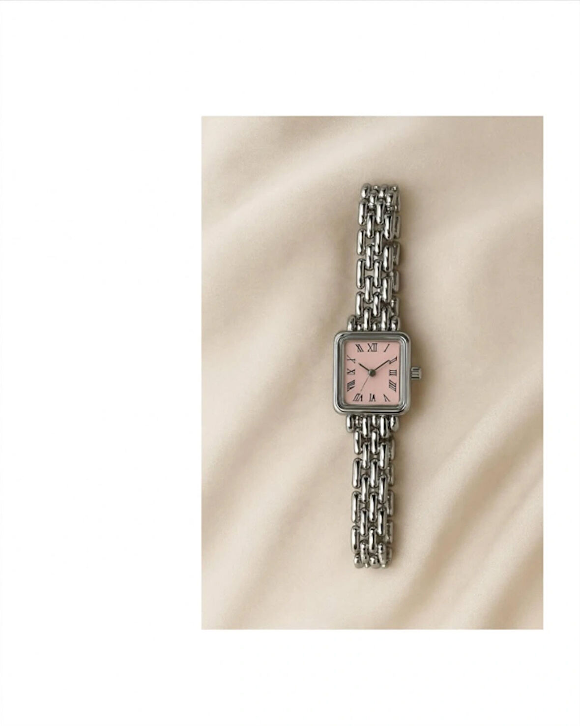 Pembe Kadran Örme Bileklik Saat