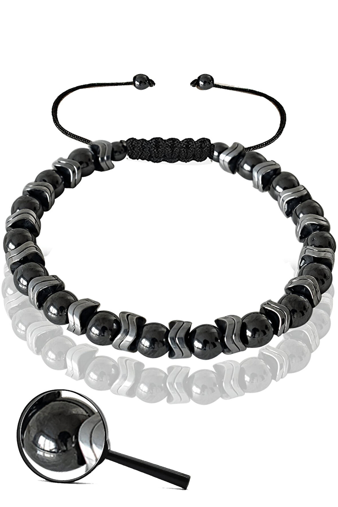 Sertifikalı Silver Hematit - Terahertz Taşı Bileklik (Ayarlamalı)