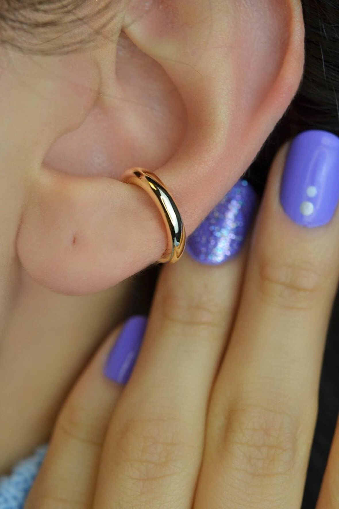 Düz Sıkıştırmalı Kıkırdak Küpesi Earcuff