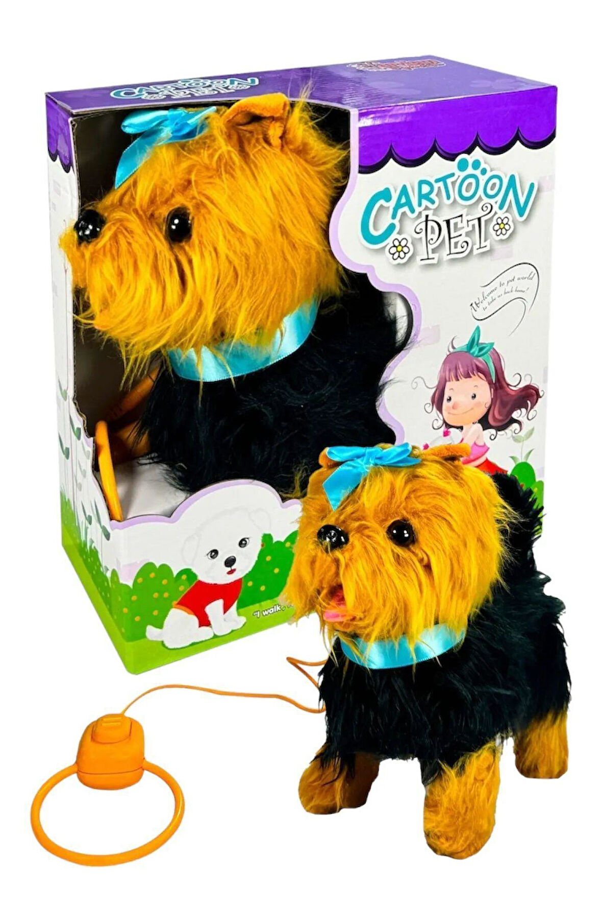 Seçtim Aldım Pelüş Ft-b267 Tasmalı Yürüyen Mavi Fiyonklu Köpek 24m
