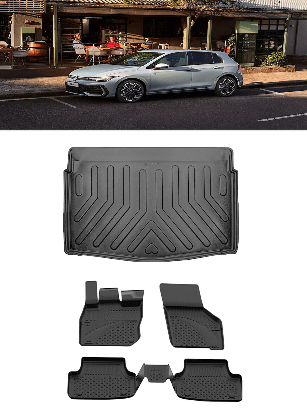 Sahler Golf 8 Otomatik 2021 ve Sonrası 4.5D Paspas Rizline 3D Bagaj Havuzu Set