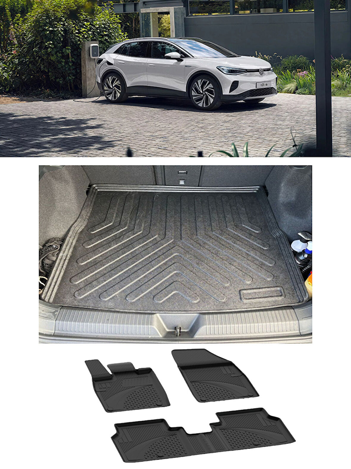 Sahler Volkswagen ID.4 2020 ve Sonrası 4.5D Paspas 3D Rizline Üst  Bagaj HAvuzu