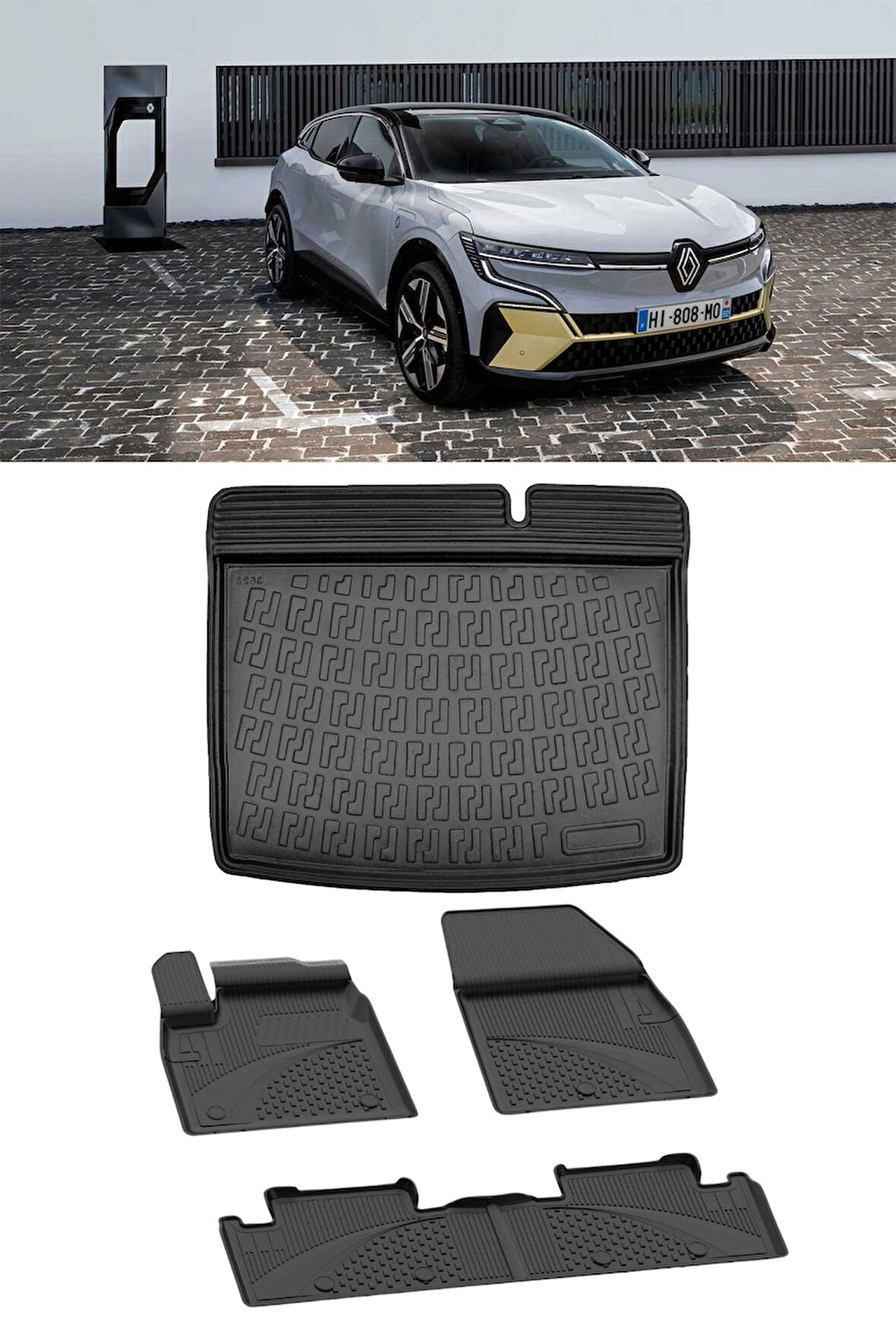 Sahler Renault Megane E-Tech 2022 Sonrası 4.5D Paspas 3D Rizline Bagaj Havuzu