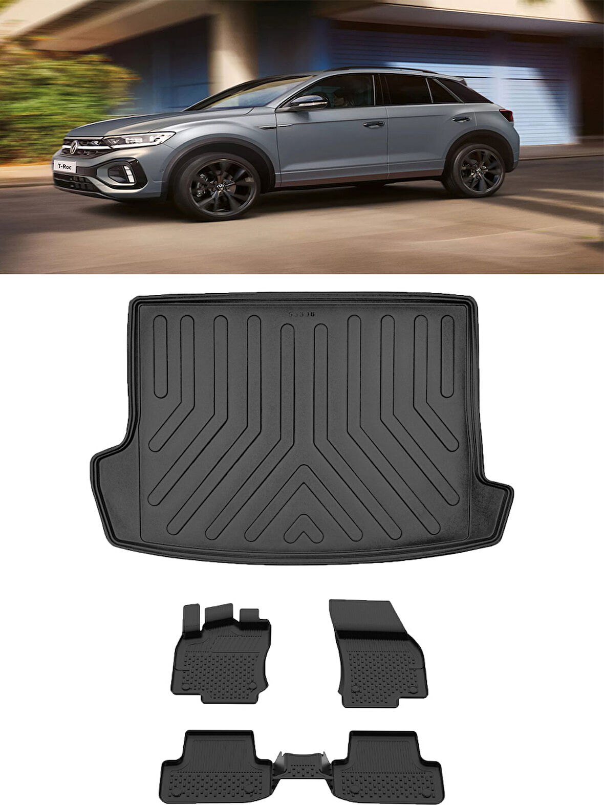 Sahler Volkswagen T-Roc 2019 ve Sonrası 4.5D Paspas 3D Rizline ÜST Bagaj Havuzu