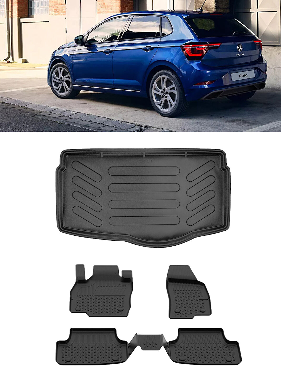 Sahler Volkswagen Polo 2023 Sonrası Lıfe/Style 2023 Sonrası 4.5D Paspas 3D Rizline ALT Bagaj Havuzu