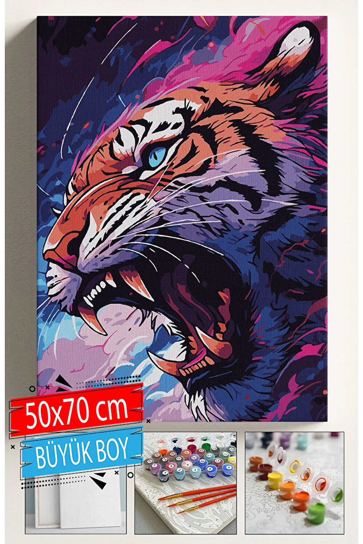 Sayılarla Boyama Seti Numaralı Tuval Fırça Boya Dahil Kasnaklı Set 50x70 Cm - SALDIRAN KAPLAN