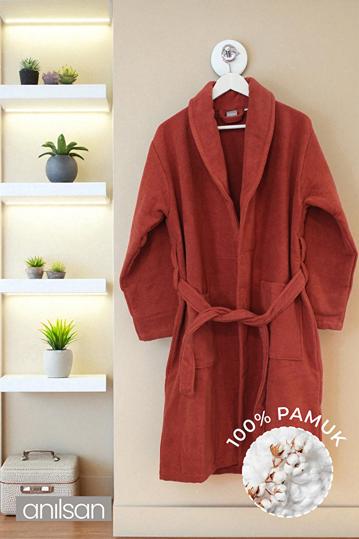 %100 Pamuk Kiremit Bornoz - Şalyaka Otel Bornozu, Spa Için Ideal, Günlük Kullanıma Uygun