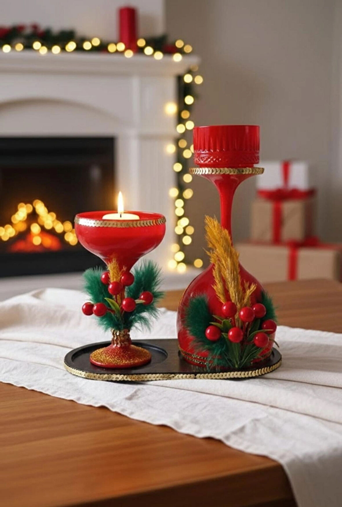 Yılbaşı El Yapımı Şamdan Seti