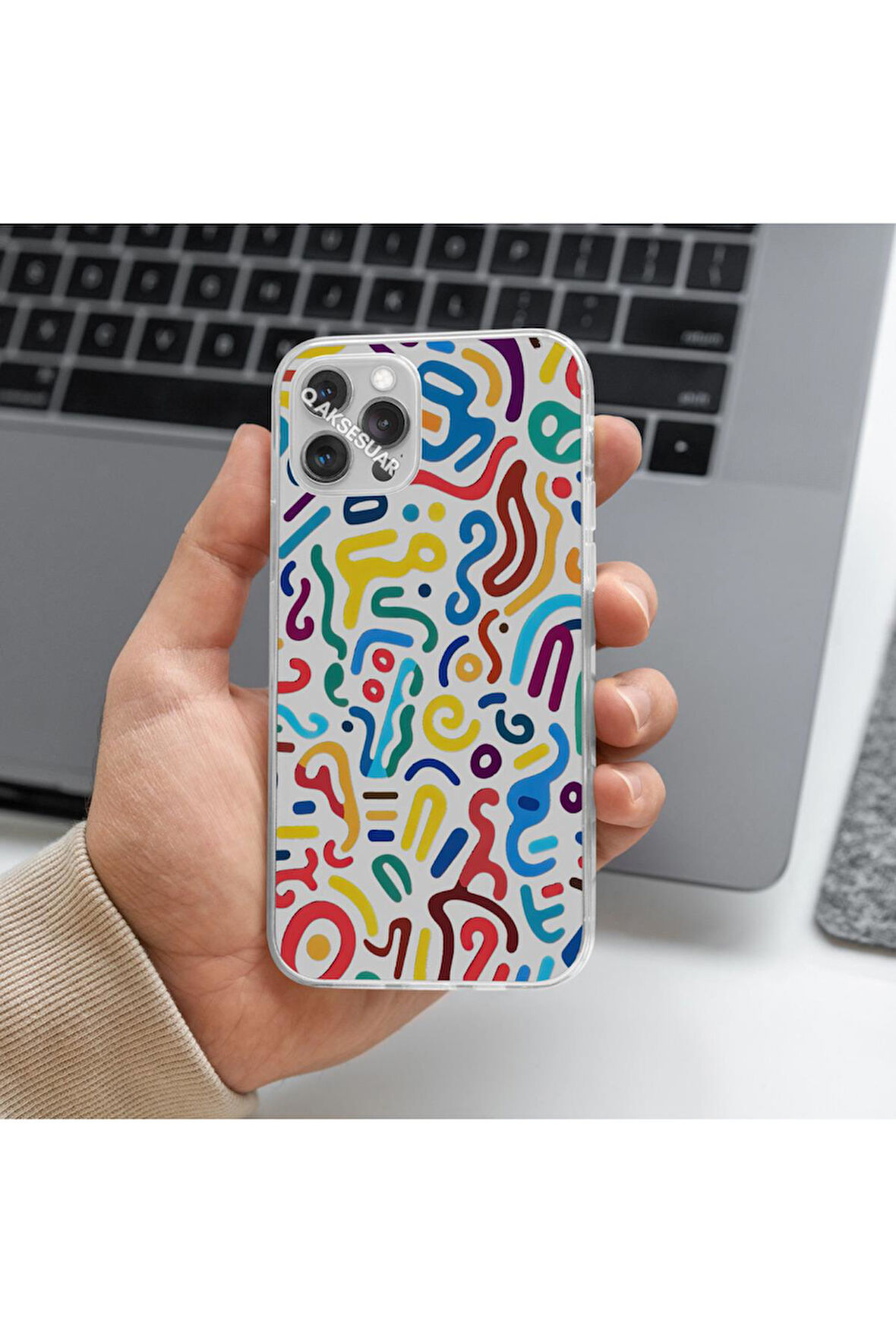 Samsung Galaxy A50 Uyumlu Şekiller Tasarımlı Premium Şeffaf Telefon Kılıfı