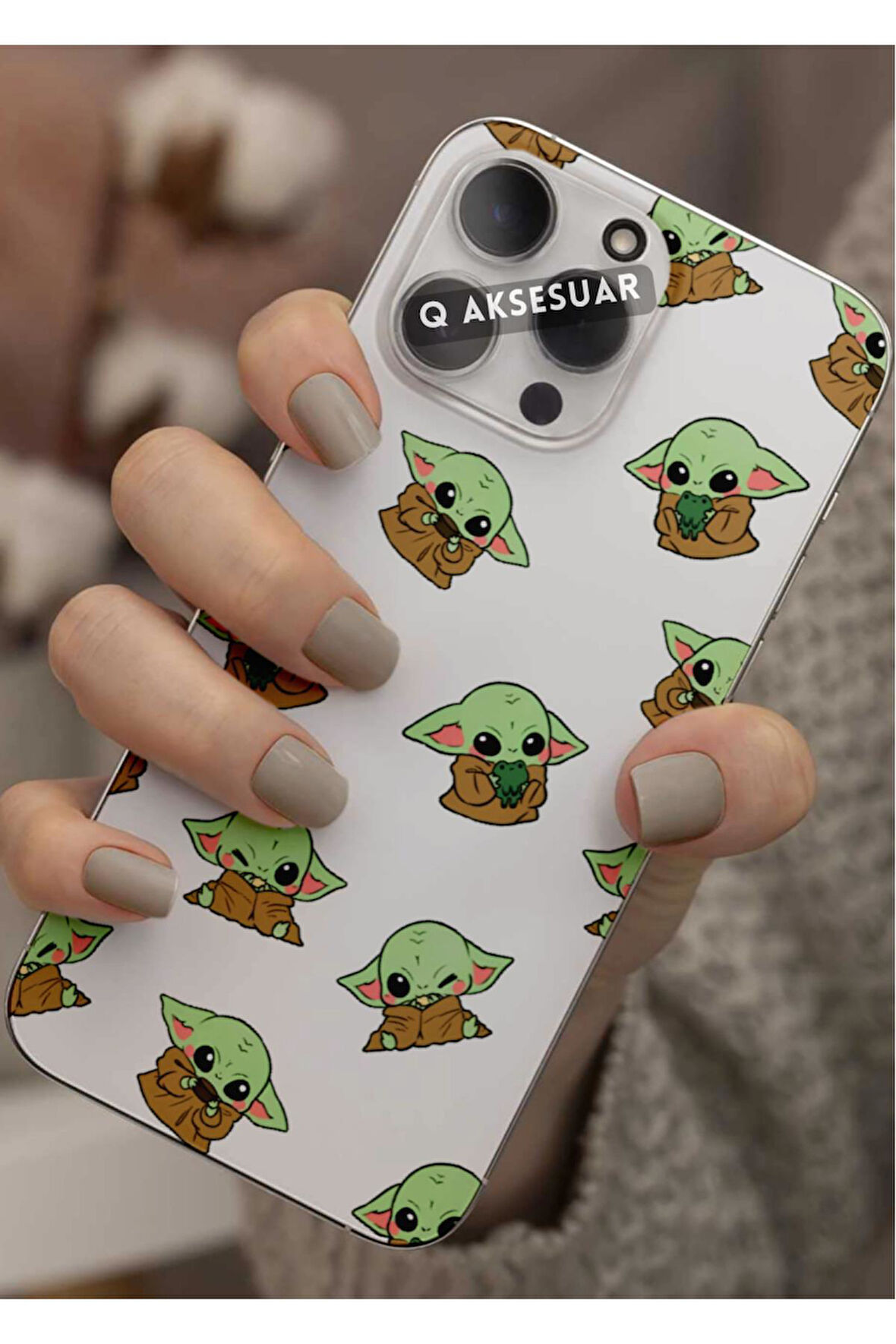 Samsung Galaxy A52 Uyumlu Baby Yoda Tasarımlı Şeffaf Telefon Kılıfı Kapak Case