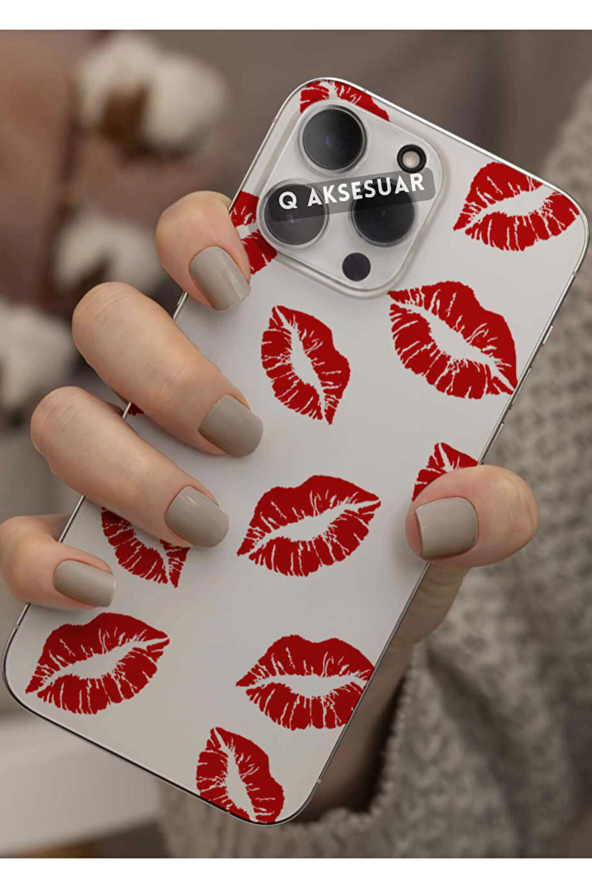 Samsung Galaxy A53 Uyumlu Dudak Tasarımlı Şeffaf Telefon Kılıfı Kapak Case