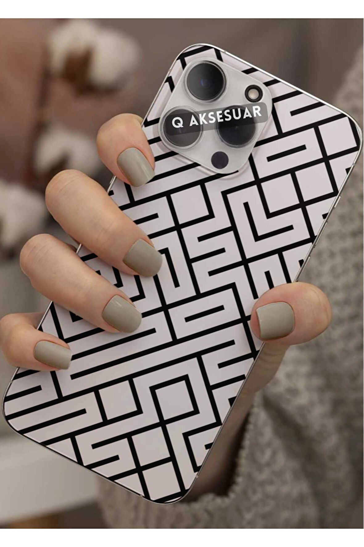 Samsung Galaxy M12 Uyumlu Siyah Şekiller Tasarımlı Şeffaf Telefon Kılıfı Kapak Case