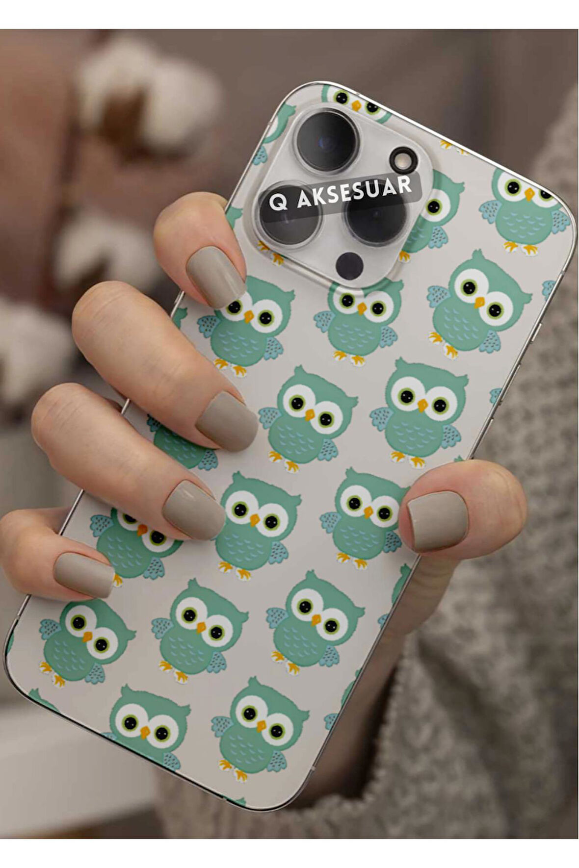 Samsung Galaxy M12 Uyumlu Sevimli Baykuş Tasarımlı Şeffaf Telefon Kılıfı Kapak Case