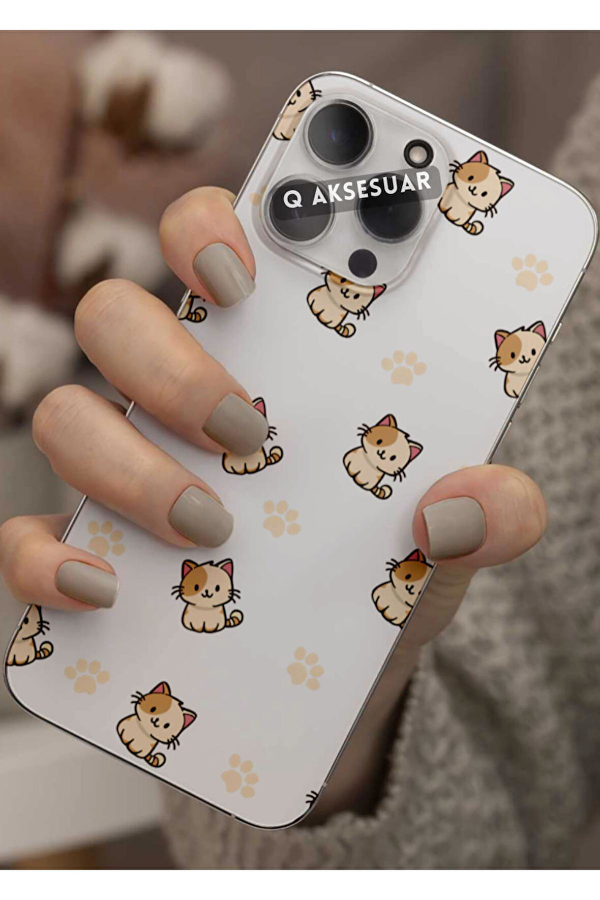 Samsung Galaxy S21 Ultra Uyumlu Sevimli Kedi Tasarımlı Şeffaf Telefon Kılıfı Kapak Case