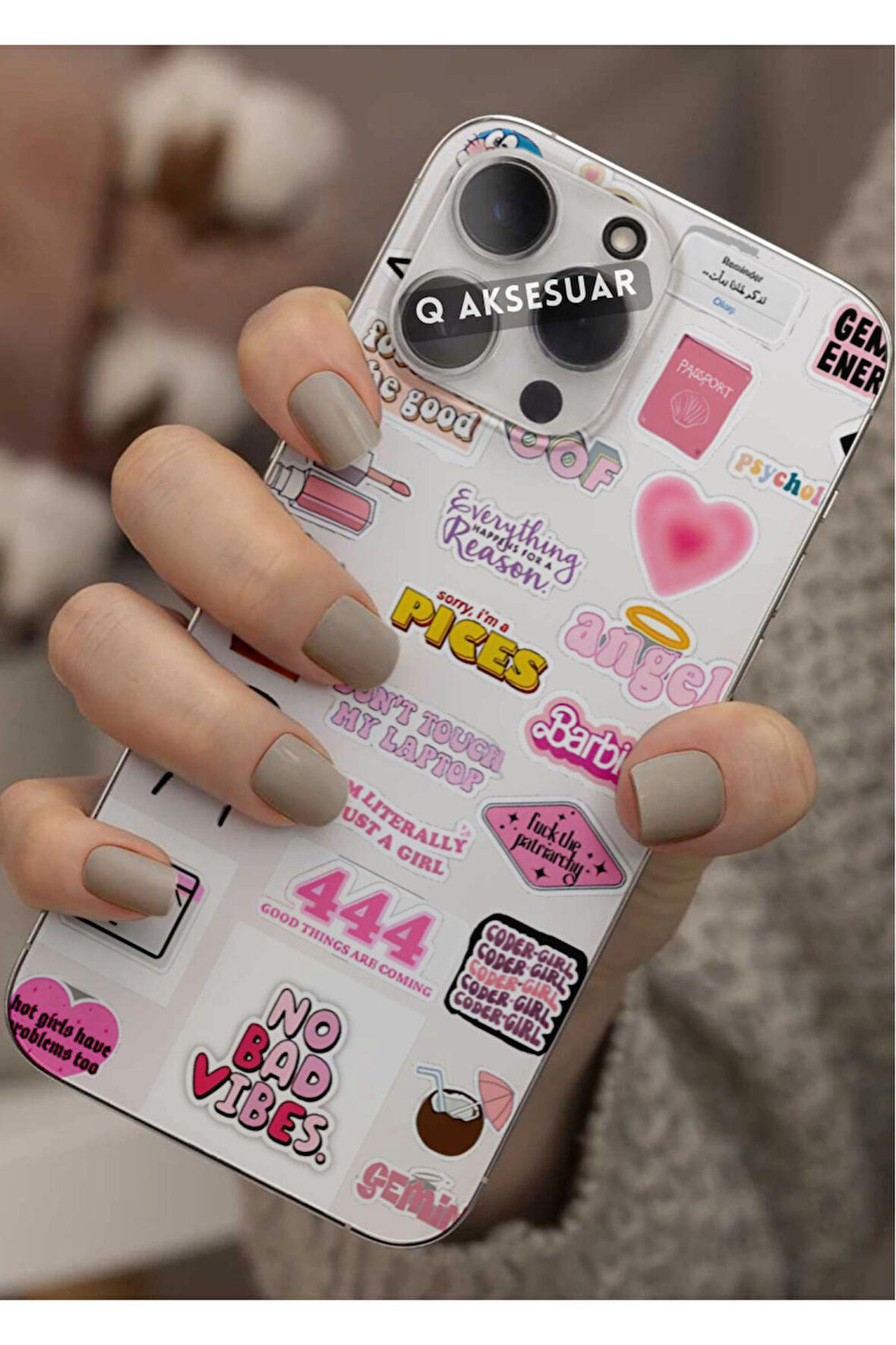 Samsung Galaxy S22 Plus Uyumlu Pıces 444 Tasarımlı Şeffaf Telefon Kılıfı Kapak Case