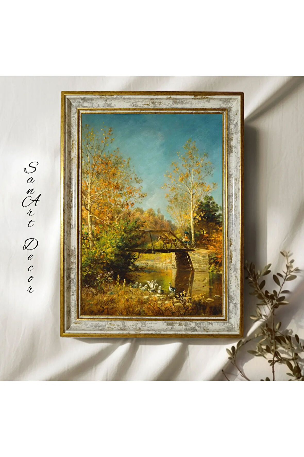 Çerçeveli Vintage Tablo, Yağlı Boya Tablosu, Çerçeveli Tablo, Sanatsal Dekor, Manzara Tablosu