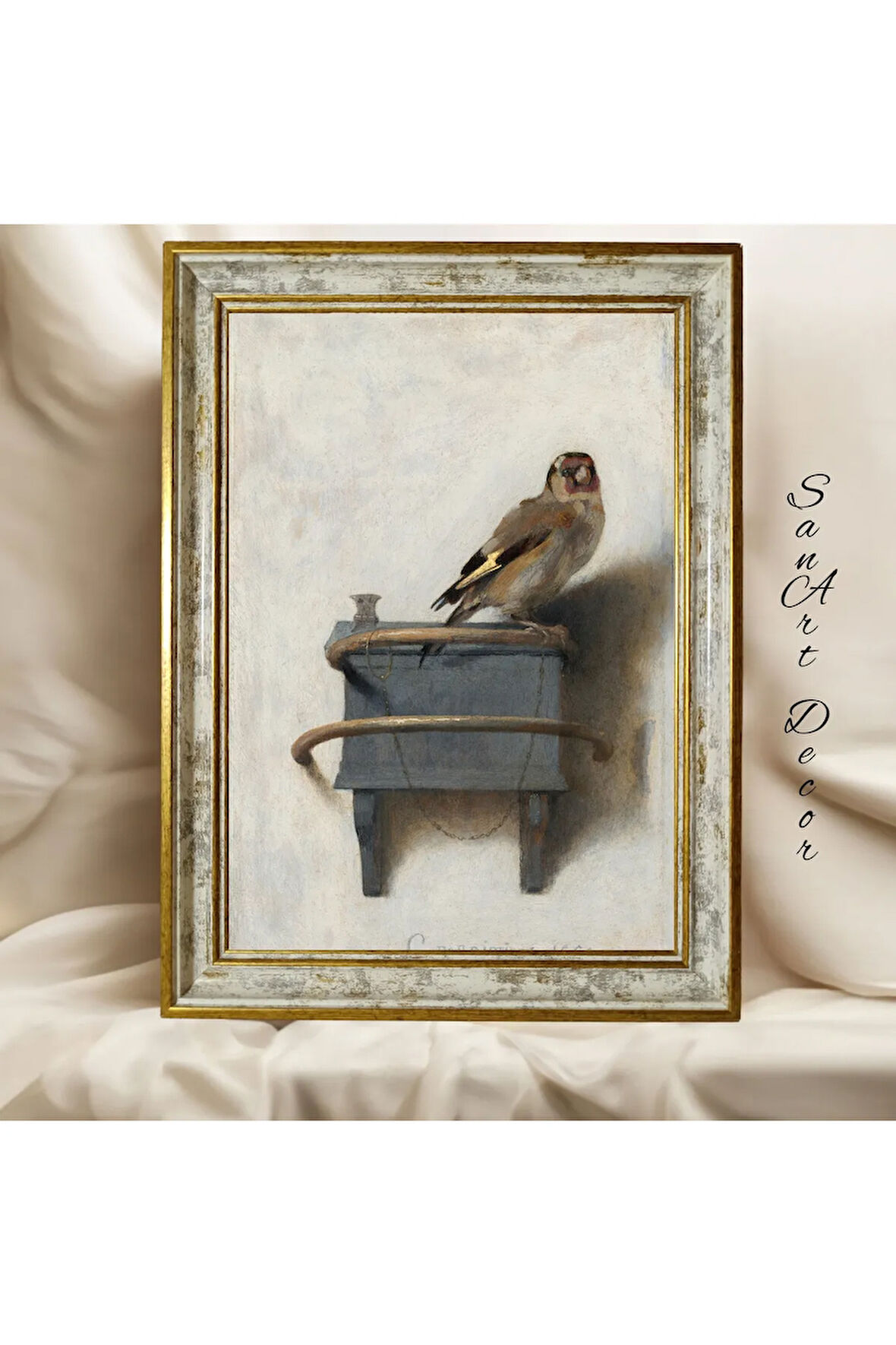 Çerçeveli Vintage Tablo, Yağlı Boya Tablosu, Çerçeveli Tablo, Sanatsal Dekor, Kuş Tablosu