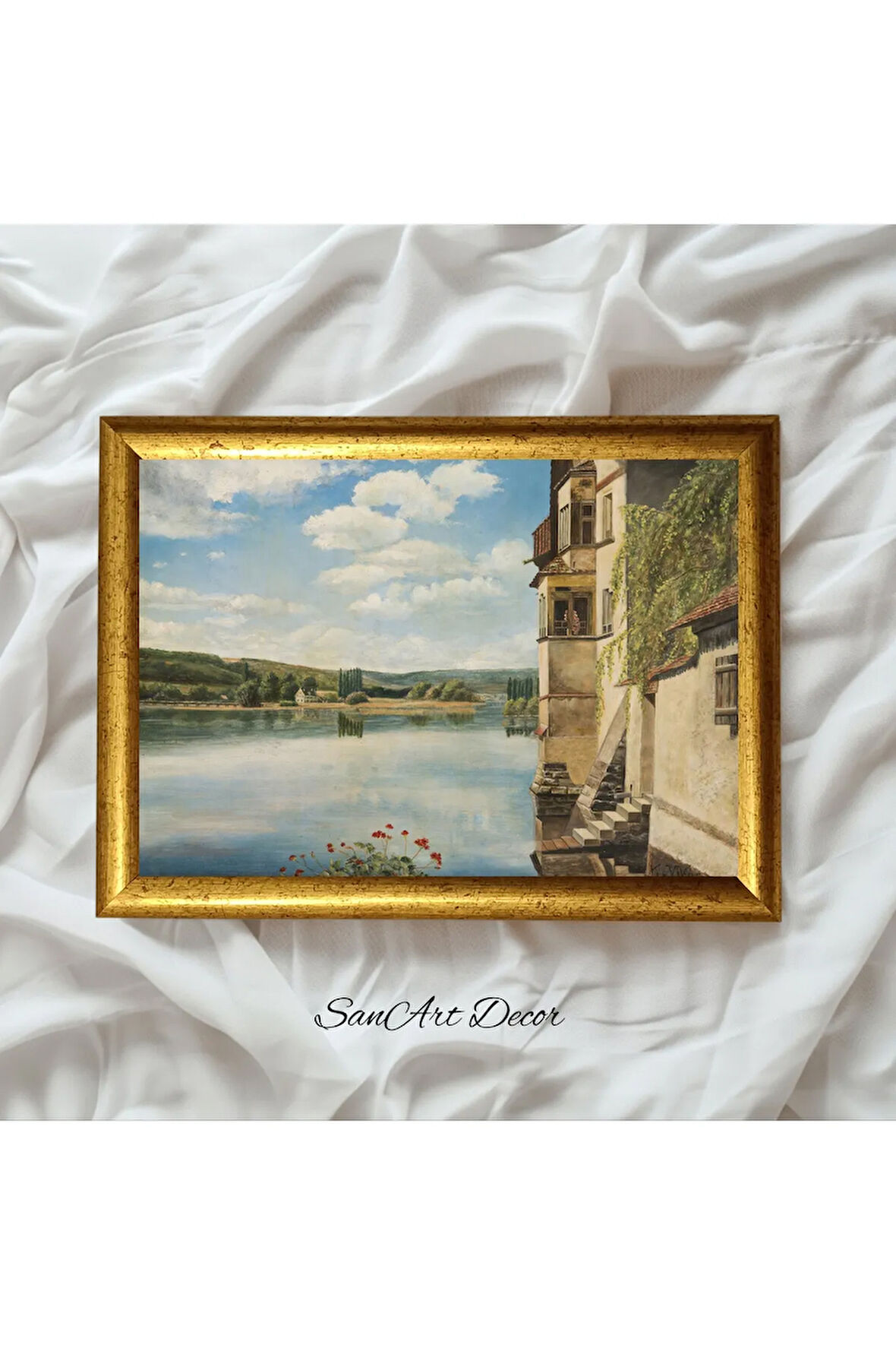 Çerçeveli Vintage Tablo, Yağlı Boya Tablosu, Çerçeveli Tablo, Sanatsal Dekor, Manzara Tablosu