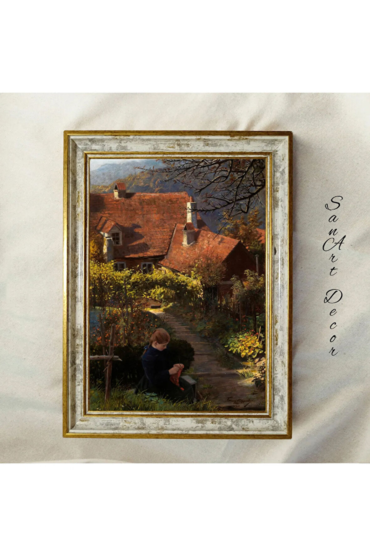 Çerçeveli Vintage Tablo, Yağlı Boya Tablosu, Çerçeveli Tablo, Sanatsal Dekor, Manzara Tablosu
