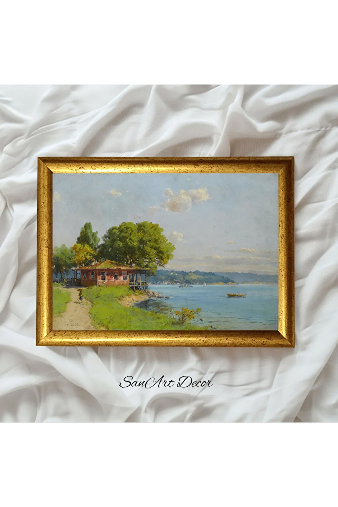 Çerçeveli Vintage Tablo, Manzara Tablosu, Yağlı Boya Tablosu, Çerçeveli Tablo, Sanatsal Dekor