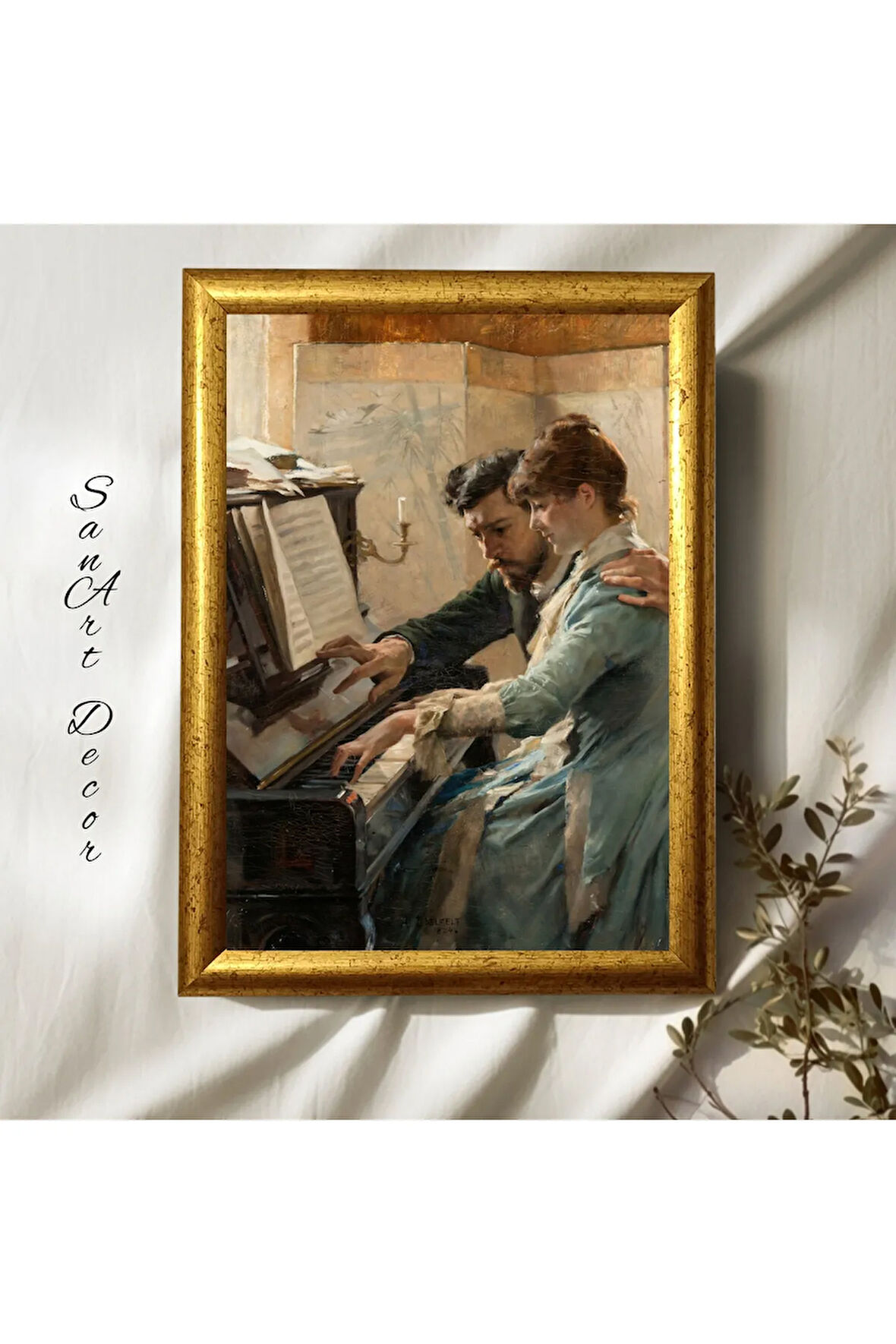 Çerçeveli Vintage Tablo, Yağlı Boya Tablosu, Çerçeveli Tablo, Sanatsal Dekor, Müzik Tablosu