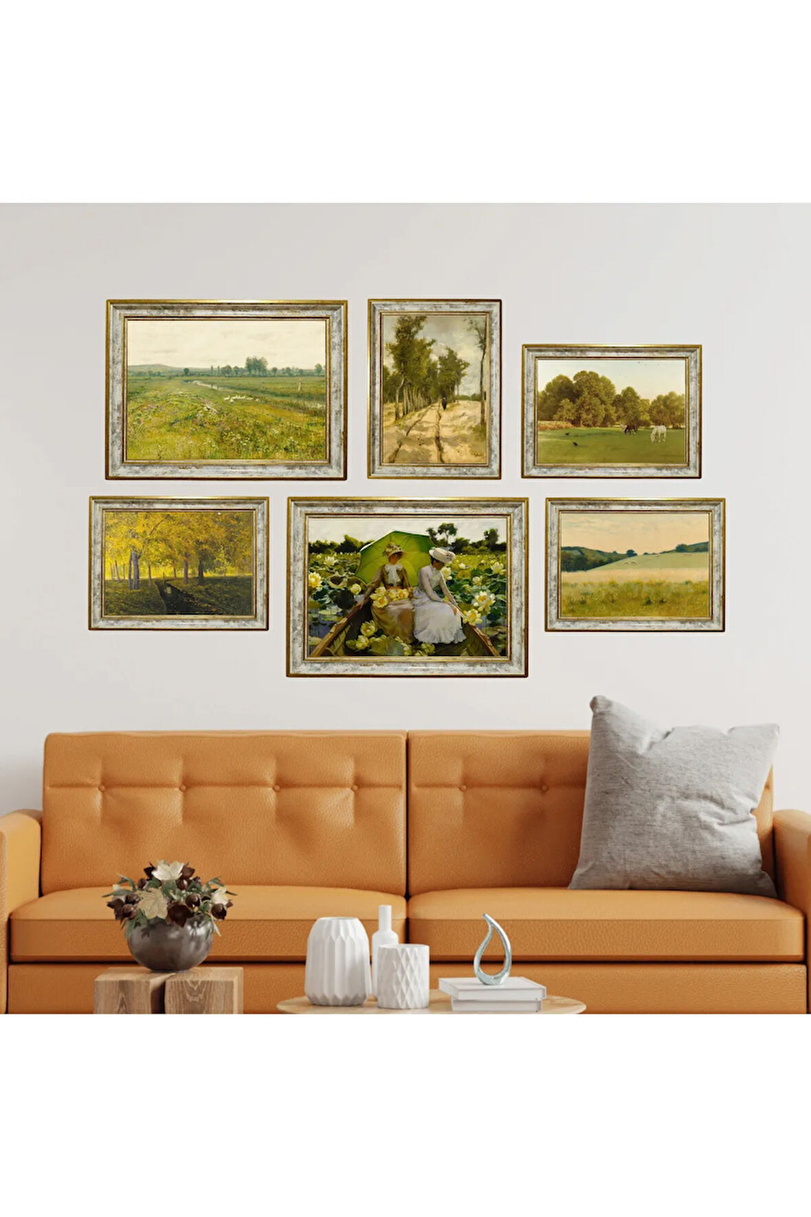 Çerçeveli Yağlı Boya Tablo Seti, 6 Parça Çerçeveli Tablo, Retro Tablolar, Vintage Tablo, Baskı Tablo