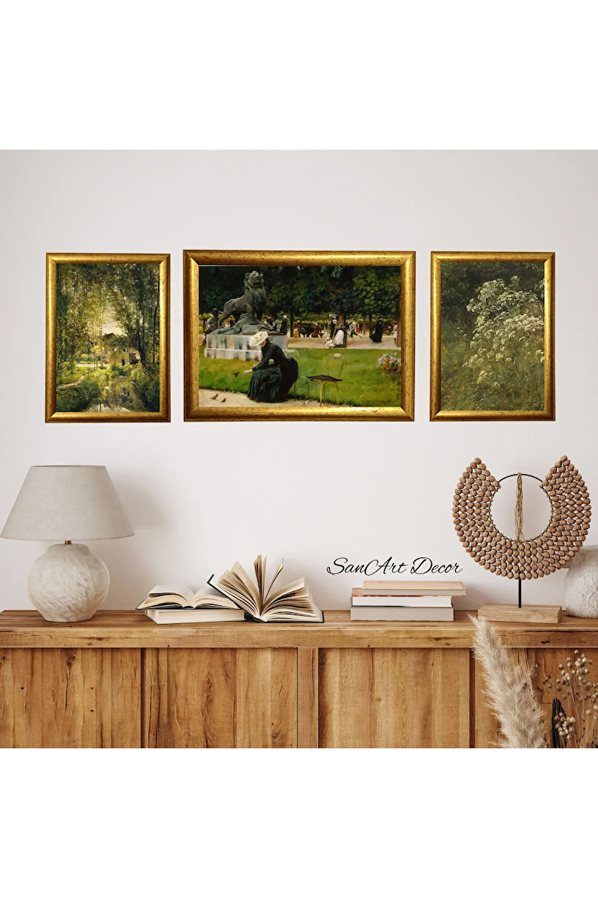 Çerçeveli Yağlı Boya Tablo Seti, 3 Parça Çerçeveli Tablo, Retro Tablolar, Vintage Tablo, Baskı Tablo