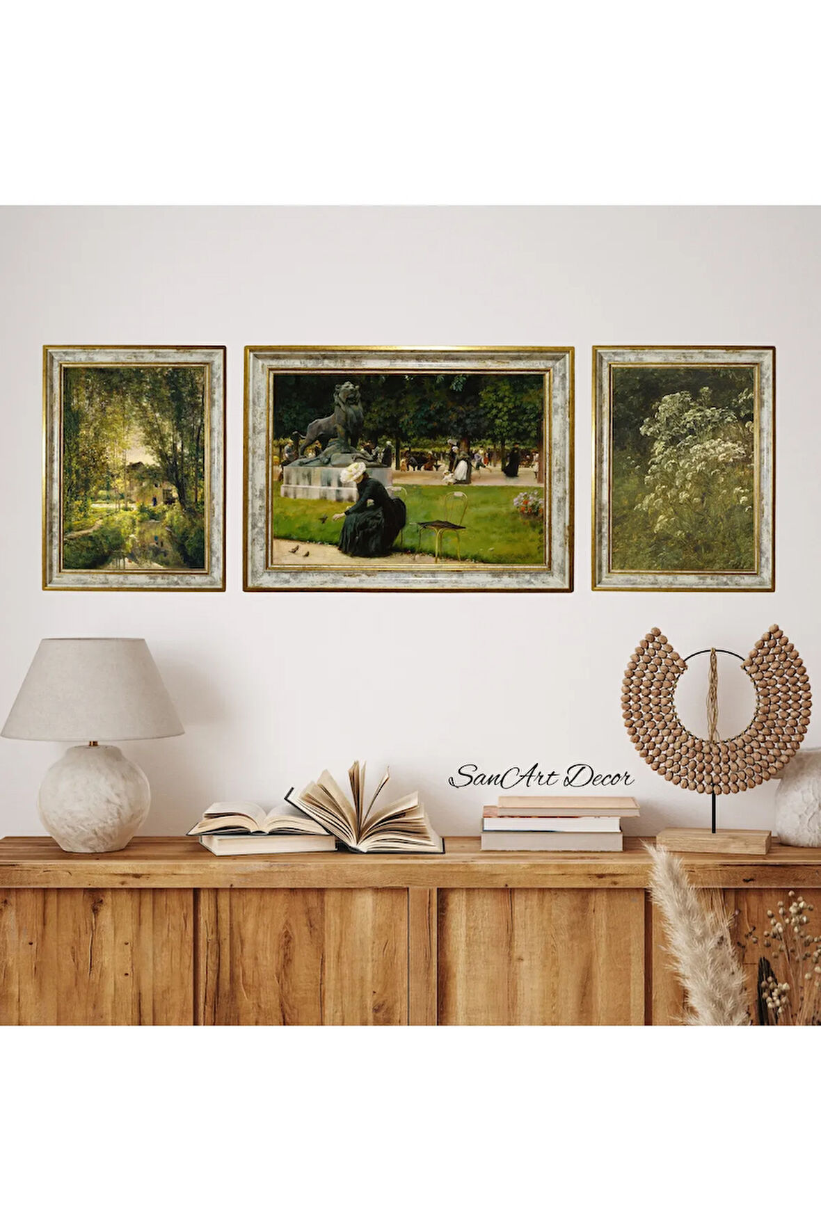 Çerçeveli Yağlı Boya Tablo Seti, 3 Parça Çerçeveli Tablo, Retro Tablolar, Vintage Tablo, Baskı Tablo